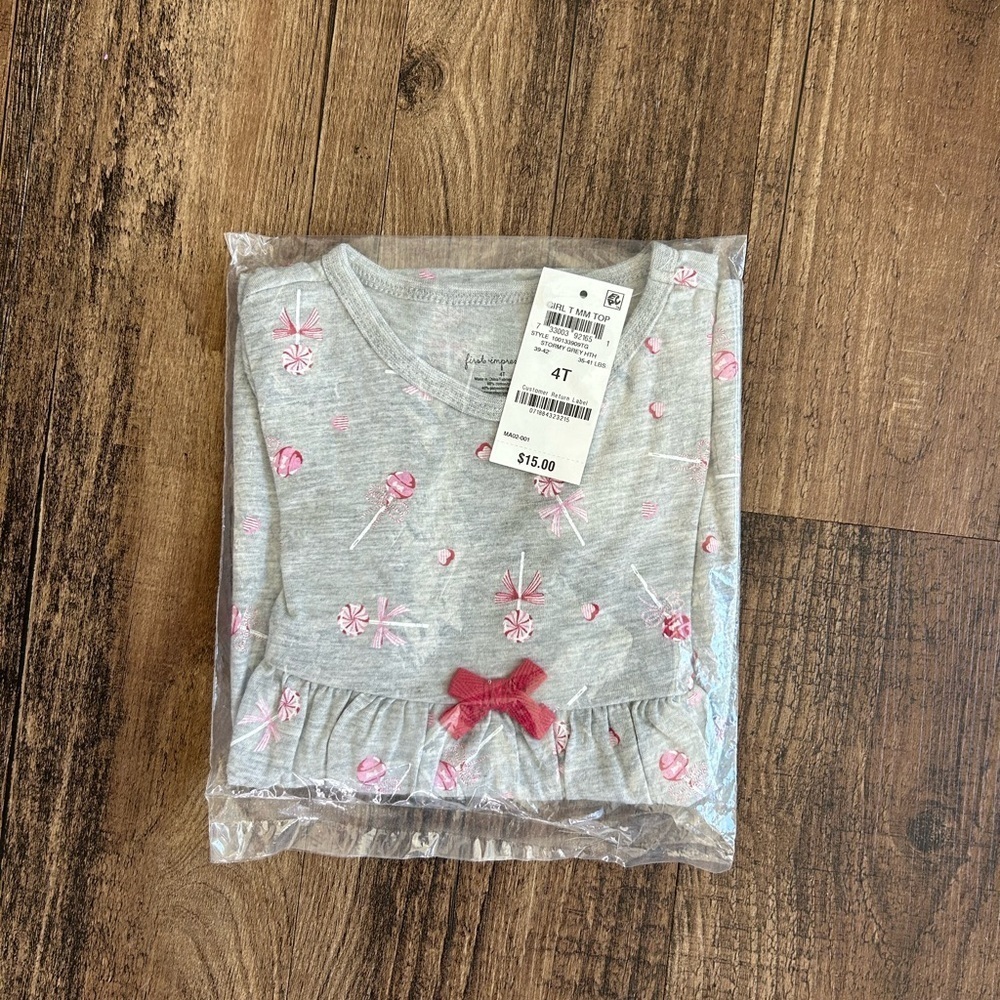 First Impressions Gray shirt dress with peppermint swirl lollipop Pattern - Picture 6 of 6